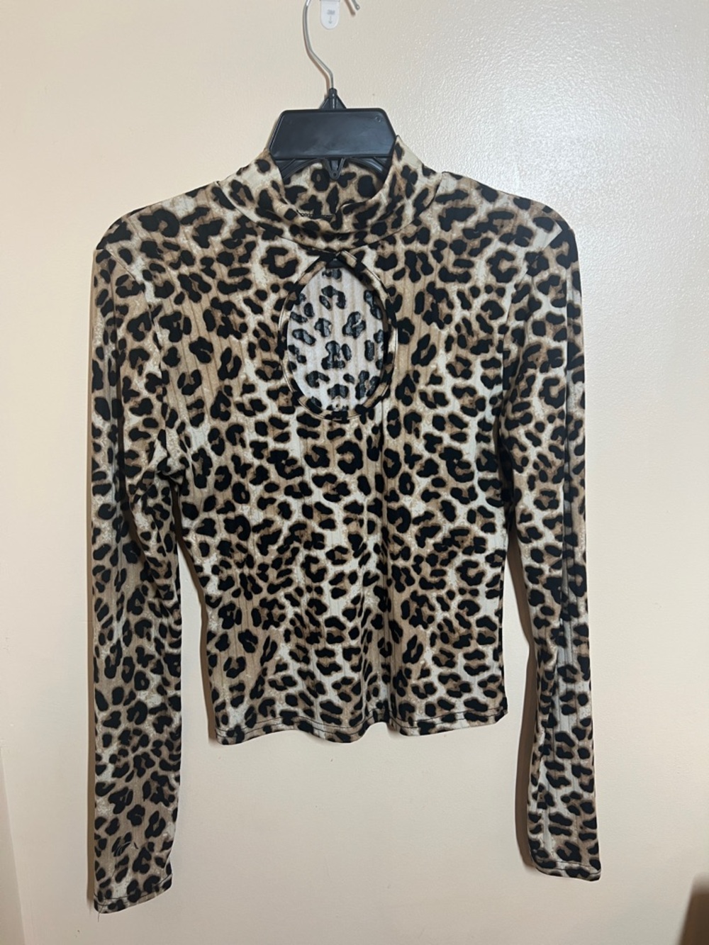 Rue21 Leopard Print Mock Neck Long Sleeve Top - Tan & Black